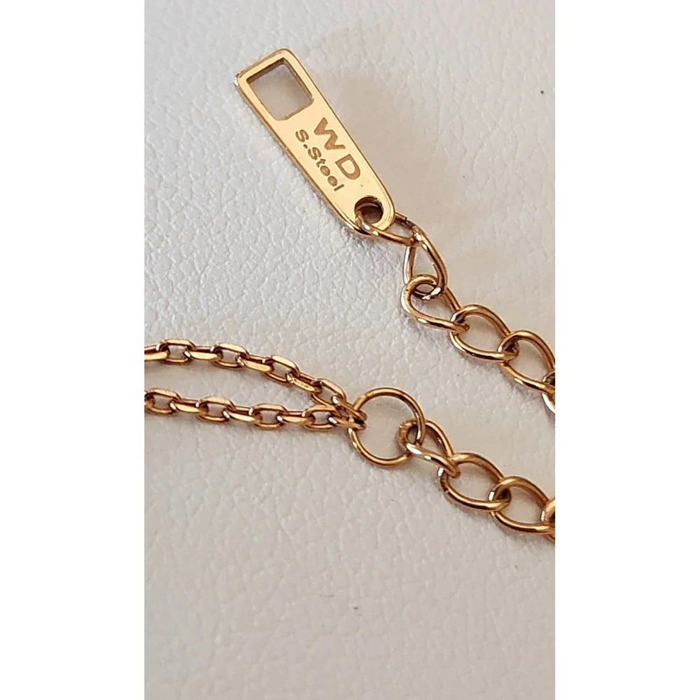 Wear Darling WD Bracelet Stainless Steel Rose Gold Tone Green Gem Accent Women's
